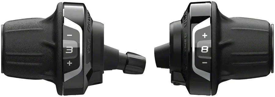 Shimano Tourney SL-RV400 Revoshift Twist Shifter Set - 3x8 Speed Optical Gear Display - Bicycle Warehouse