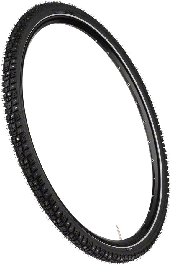Gravdal Tire - 700 x 45 Tubeless Folding BLK 60 TPI 240 Concave Carbide Aluminum Studs - Bicycle Warehouse