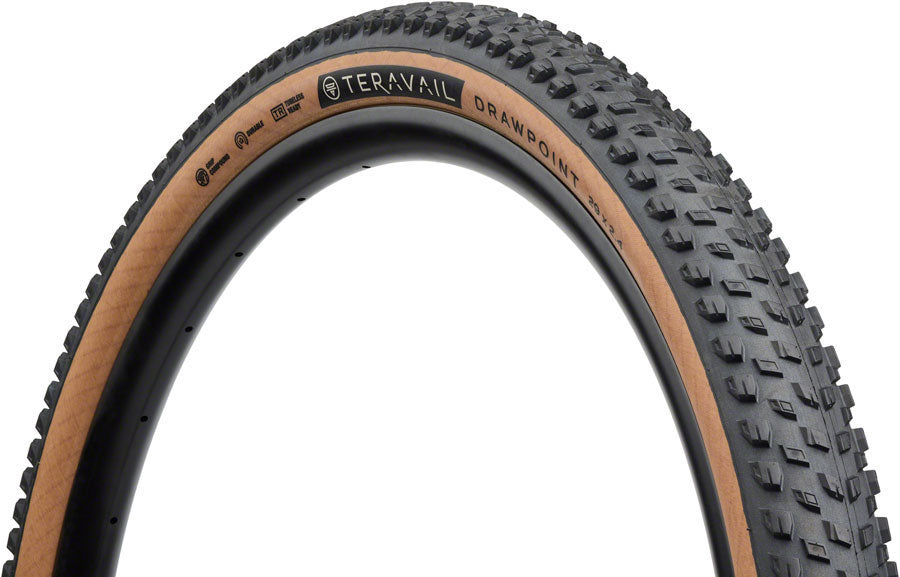 Teravail Drawpoint Tire - 29 x 2.4 Tubeless Folding Tan Durable Grip Compound - Bicycle Warehouse