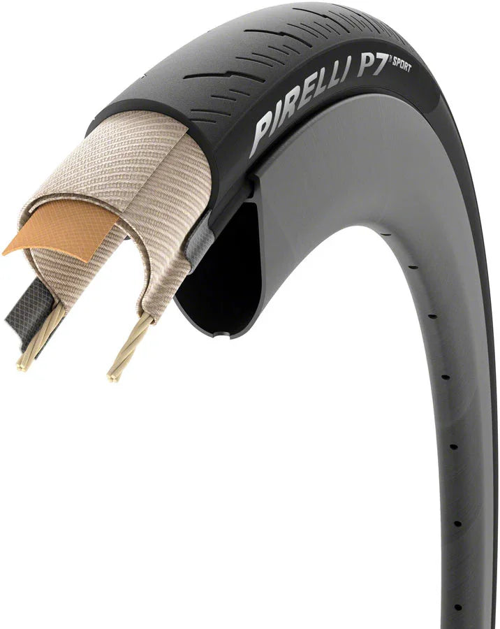 P7 Sport Tire - 700 x 35 Clincher Folding Black TechBelt Pro Road - Bicycle Warehouse