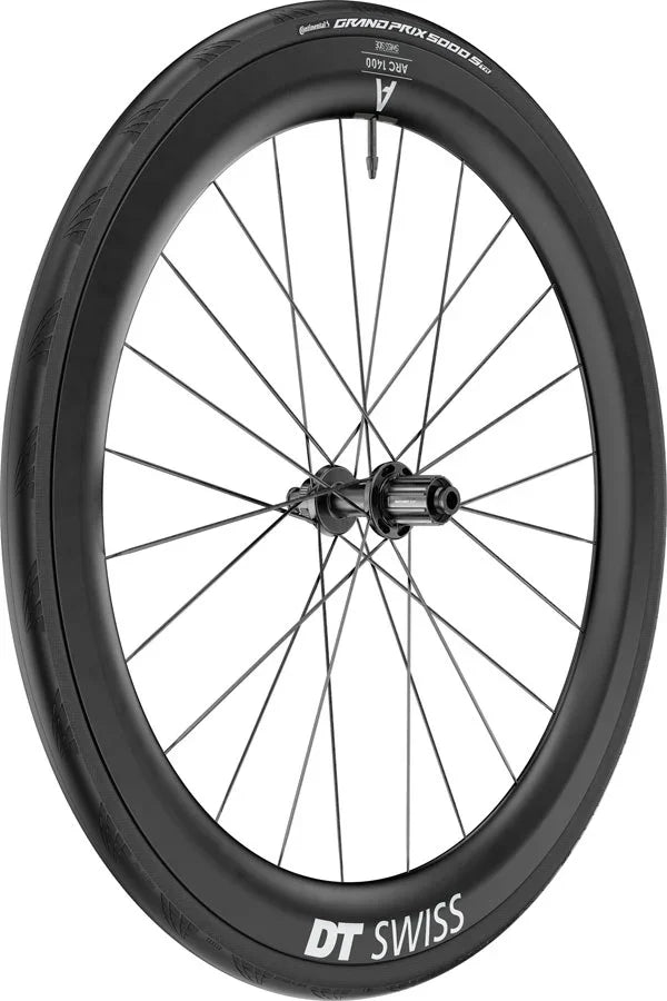 DT Swiss ARC 1400 DiCut 55 Rear Wheel - 700 12 x 142mm Center-Lock HG11 Road/XDR Ratchet EXP 36 BLK WTS w/GP5000 STR Tire - Bicycle Warehouse