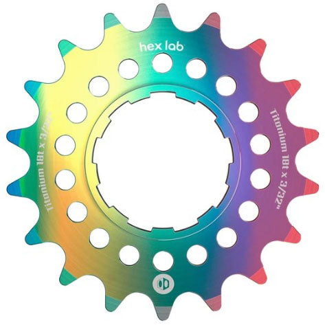 BOX Hex Lab 3/32" CNC Titanium Cog Rainbow - Bicycle Warehouse