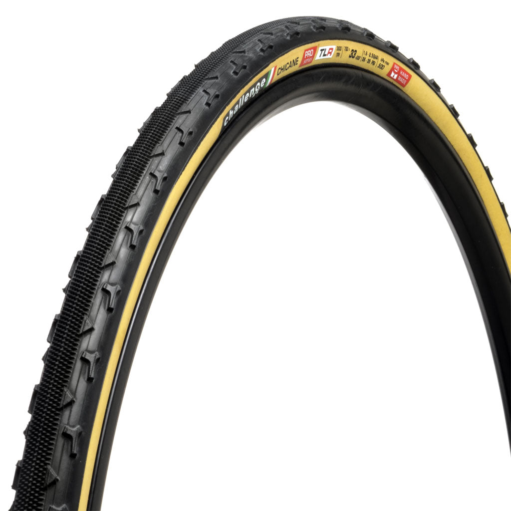 Chicane Pro Tire - 700 x 33 Tubeless Folding Black/Tan Handmade - Bicycle Warehouse