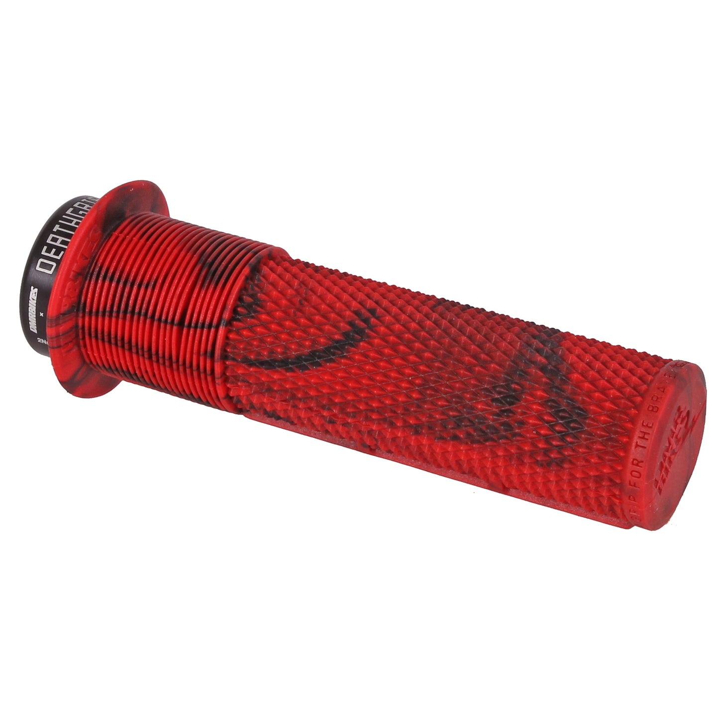 DeathGrip Flanged Grips - Thin Lock-On Marble Red - Bicycle Warehouse