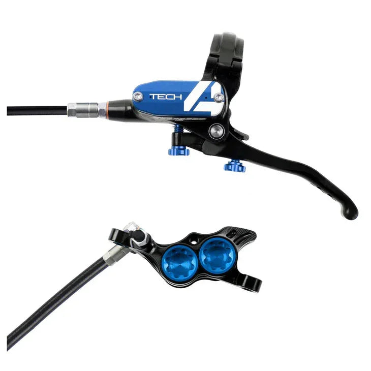 Tech 4 E4 Disc Brake and Lever Set - Rear Hydraulic Post Mount Blue - Bicycle Warehouse