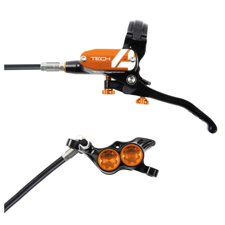 Tech 4 E4 Disc Brake and Lever Set - Rear Hydraulic Post Mount Orange - Bicycle Warehouse