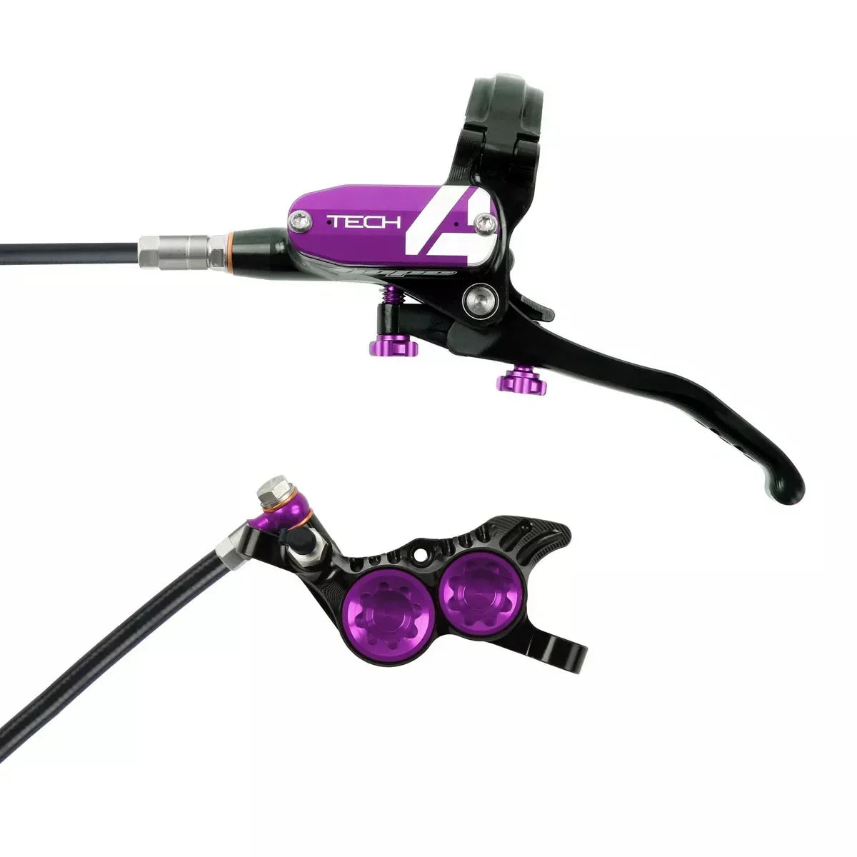 Tech 4 V4 Disc Brake and Lever Set - Rear Hydraulic Post Mount Purple - Bicycle Warehouse