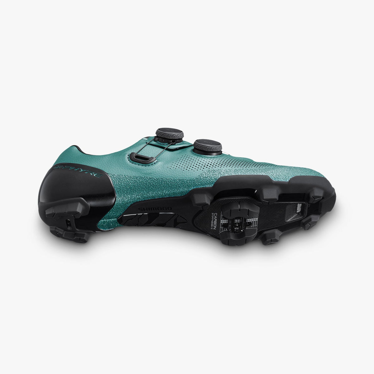 S-PHYRE SH-RX910 cycling shoe angled sole view showing lugged tread and cleat mount