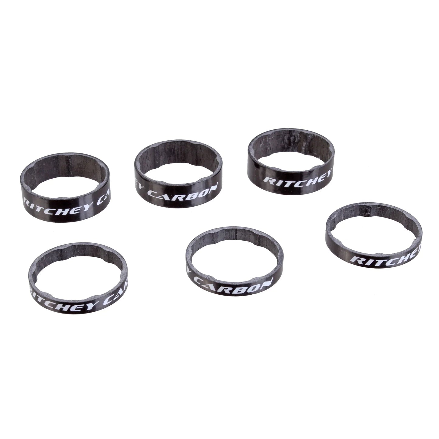 WCS Headset Stack Spacer - 1-1/8" 3x5mm 3x10mm Carbon Gloss BLK - Bicycle Warehouse