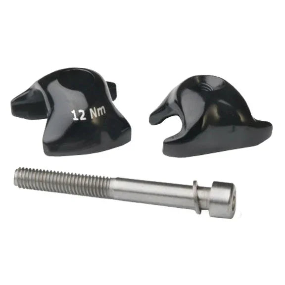 WCS 1-Bolt Seatpost Saddle Rail Clamp - Outer Plates For Carbon Posts 7 x 9.6mm Rails BLK - Bicycle Warehouse