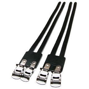 Classic Leather Double Toe Straps Black Pair - Bicycle Warehouse