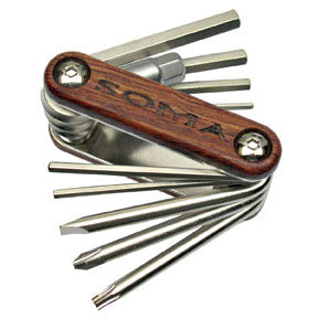 Soma Woodie 10-Function Multi-Tool Wood/Chrome - Bicycle Warehouse