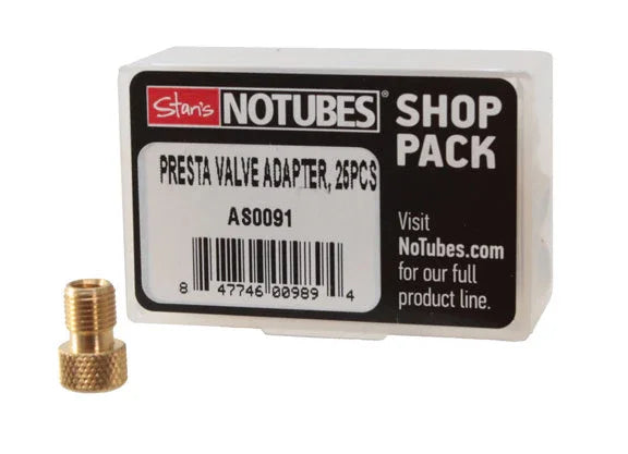 Stans Presta Valve Adapter Brass - 25/Count - Bicycle Warehouse
