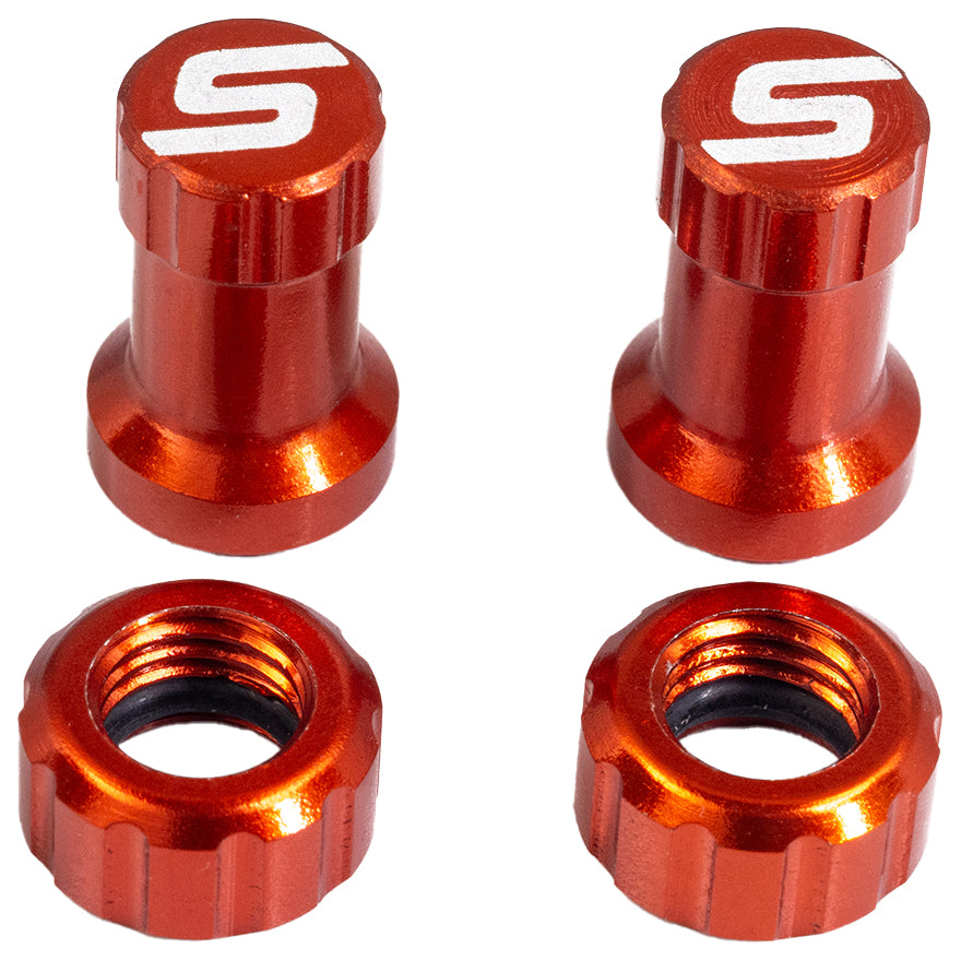 Stans Tubeless Valve Stem Cap Color Kit - Orange Pair - Bicycle Warehouse