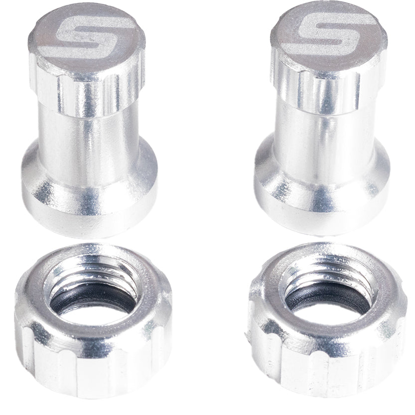 Stans Tubeless Valve Stem Cap Color Kit - Silver Pair - Bicycle Warehouse