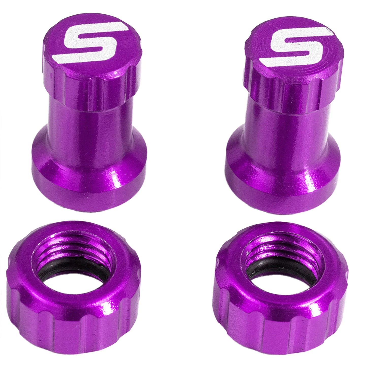 Stans Tubeless Valve Stem Cap Color Kit - Purple Pair - Bicycle Warehouse
