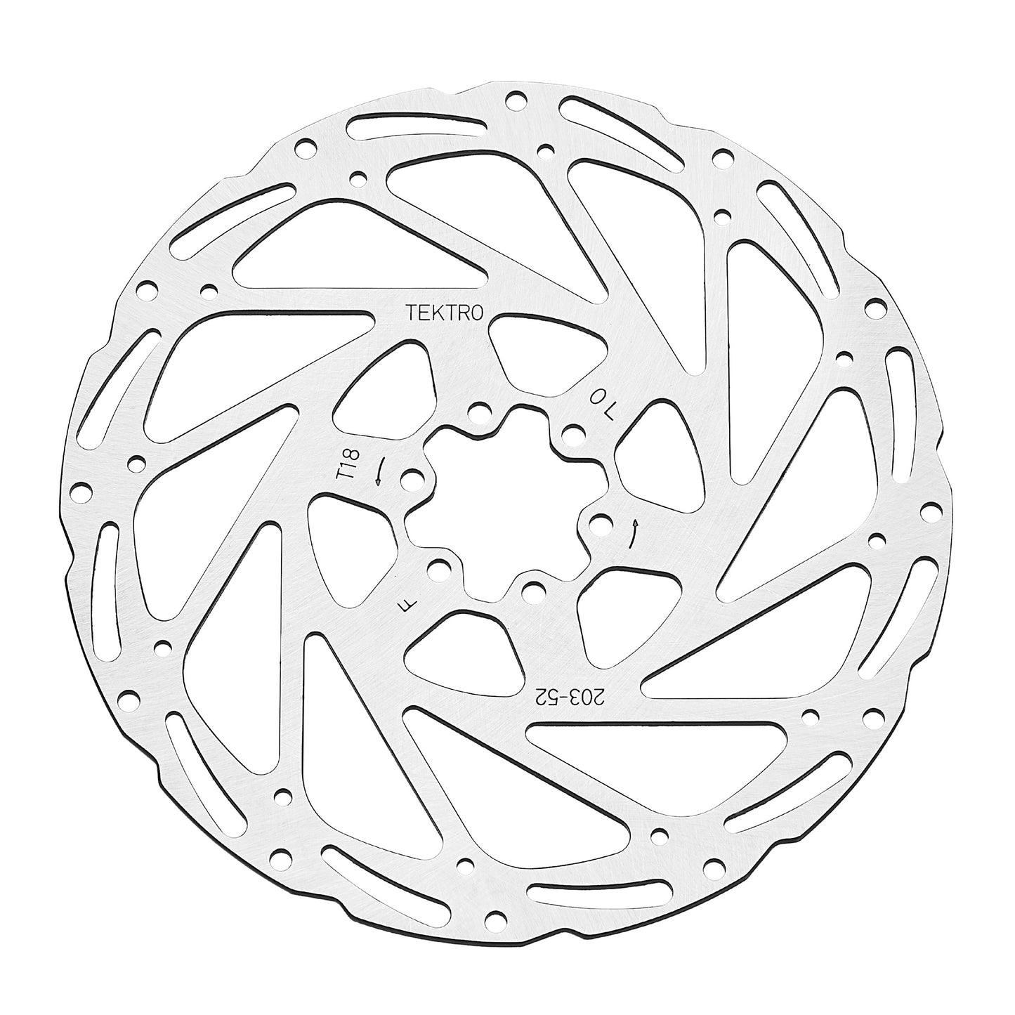 TR203-52 Disc Rotor - 203mm 6-Bolt 1.8mm Thickness For 2-Piston Calipers Silver - Bicycle Warehouse