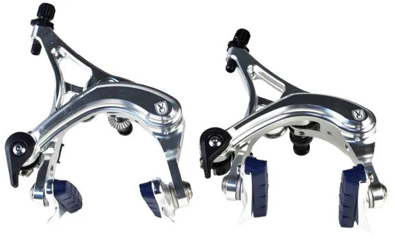 Grand Cru Long Reach Brake Set - Front Rear Dual Pivot Silver - Bicycle Warehouse