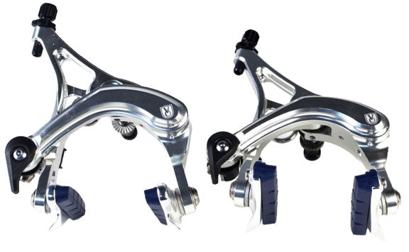 Grand Cru Long Reach Brake Set - Front Rear Dual Pivot Silver - Bicycle Warehouse