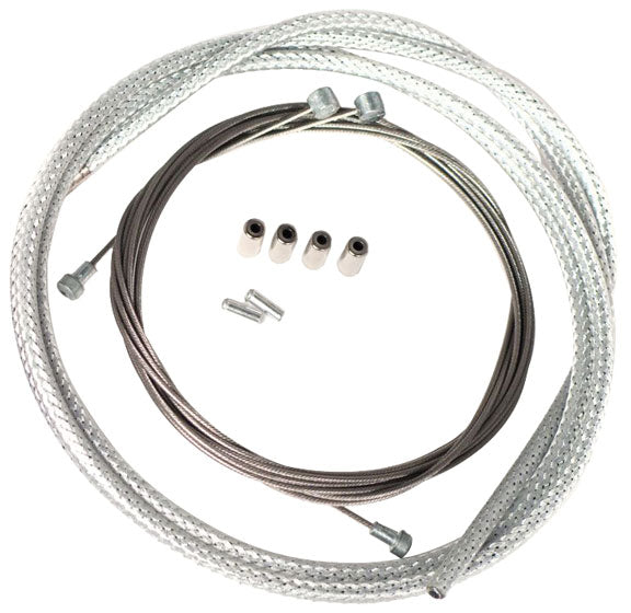 Metallic Braid Derailleur Cable Kit - Silver - Bicycle Warehouse