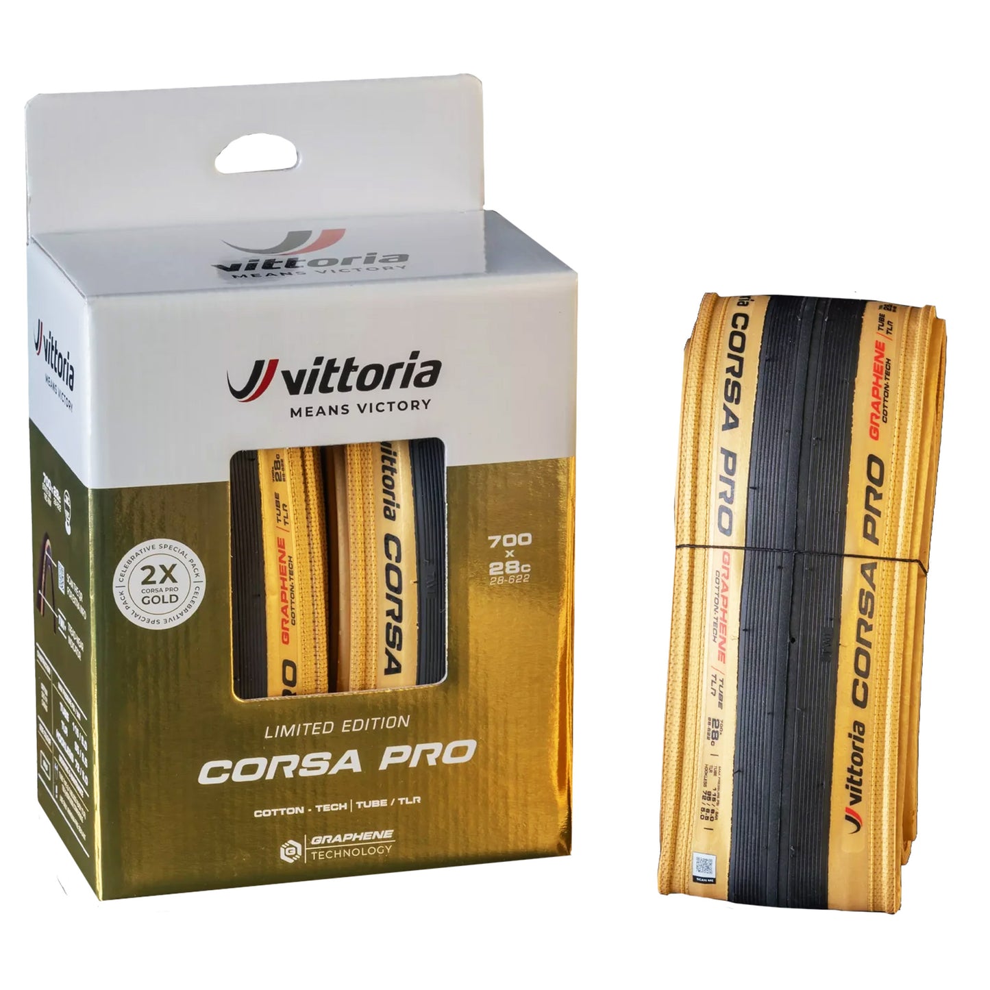 Corsa Pro Gold Limited Edition Tires - 700 x 28 Tubeless Folding BLK/Gold Limited Edition G2.0 Pair - Bicycle Warehouse