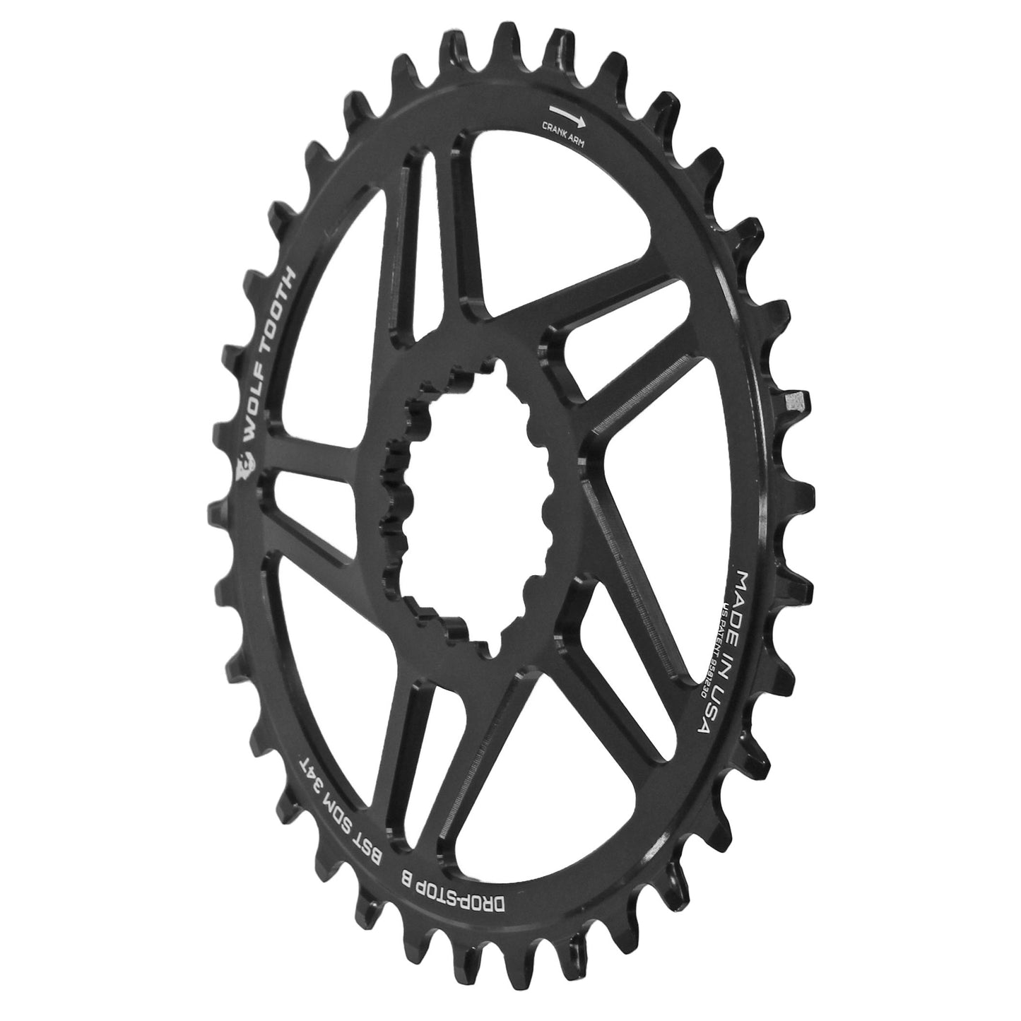 Direct Mount Chainring - 34t SRAM Direct Mount Drop-Stop B For SRAM 3-Bolt Boost Cranks 3mm Offset BLK - Bicycle Warehouse