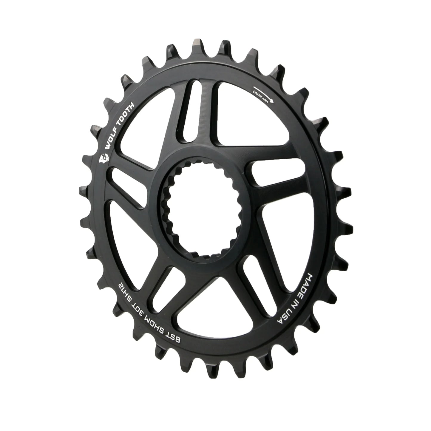 Direct Mount Chainring - 30t Shimano Direct Mount For Boost Cranks 3mm Offset Requires 12-Speed Hyperglide+ Chain BLK - Bicycle Warehouse