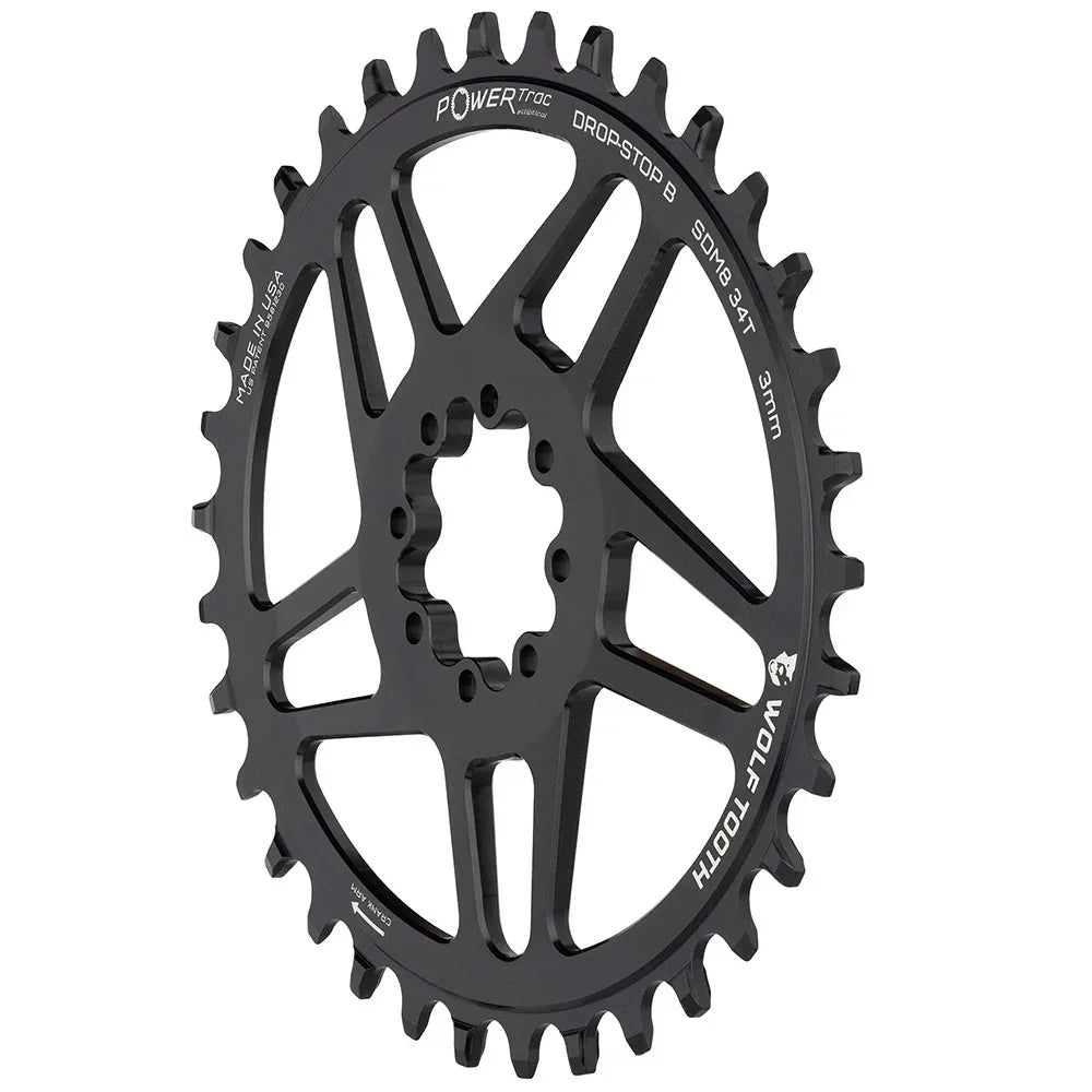 Elliptical Direct Mount Chainring - 34t SRAM Direct Mount Drop-Stop B For SRAM 8-Bolt Cranksets 3mm Offset BLK - Bicycle Warehouse