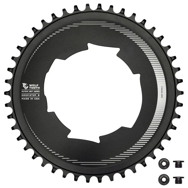 Components Aero Chainring 107 BCD Drop-Stop B 46T Blk - Bicycle Warehouse