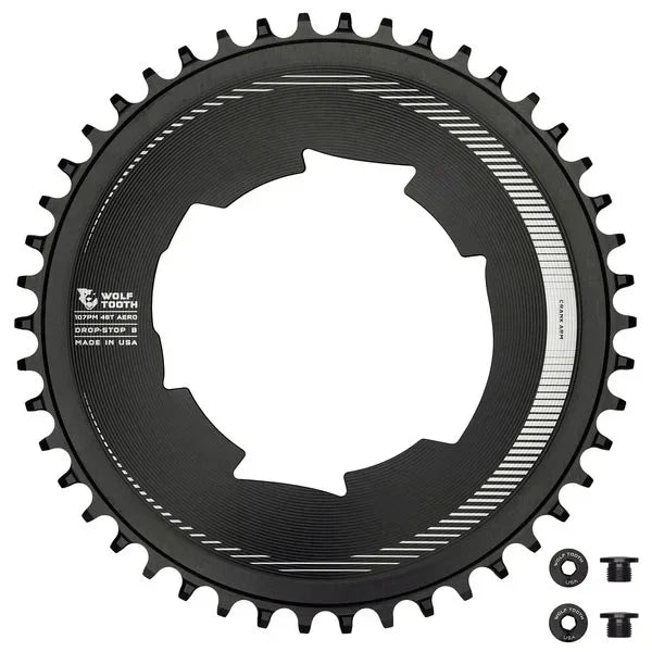 Components Aero Chainring 107 BCD Drop-Stop B 46T Blk - Bicycle Warehouse