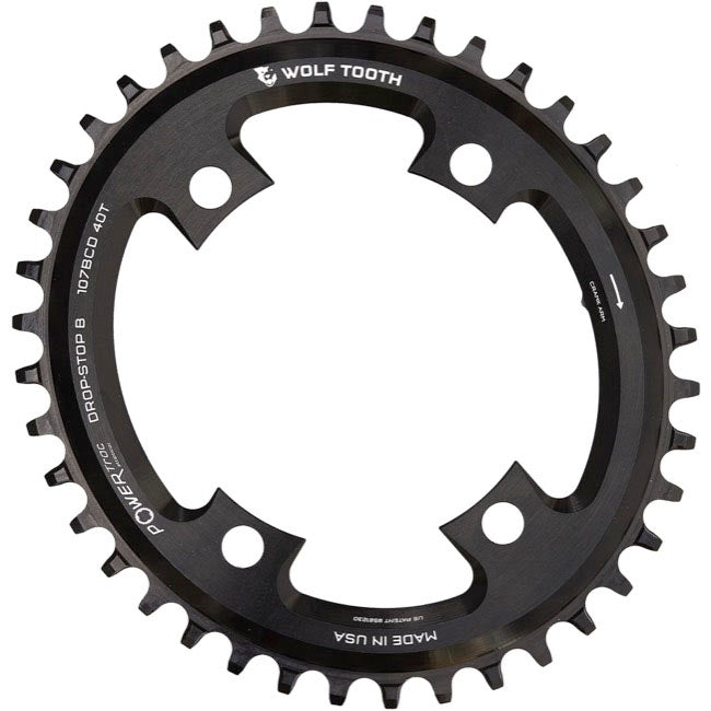 Elliptical 107 BCD Chainring - 40t Compatible SRAM 107 BCD Drop-Stop B 4-Bolt BLK - Bicycle Warehouse
