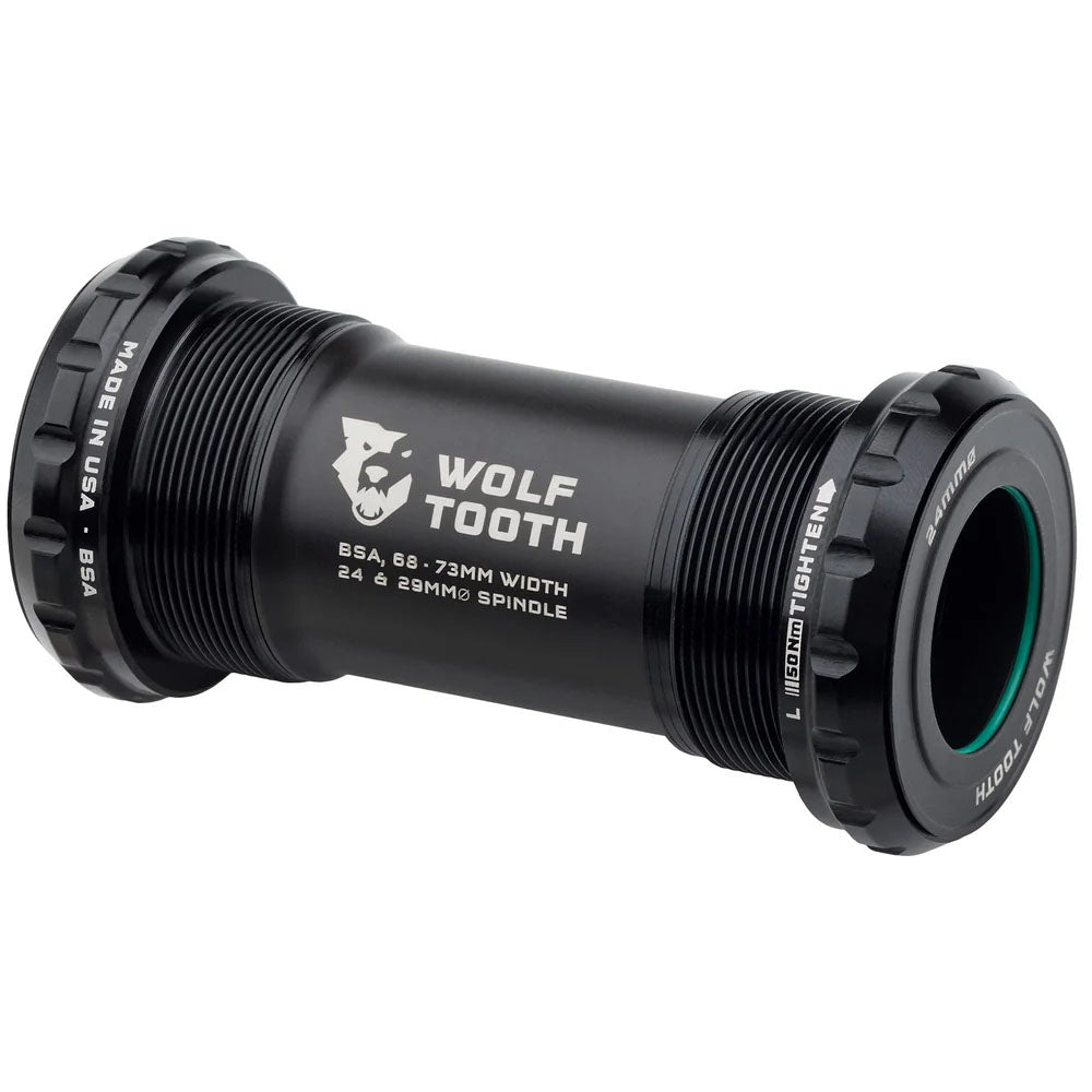 Wolf Tooth Bottom Bracket - English (BSA) 68/73mm For 24mm Spindle Black - Bicycle Warehouse