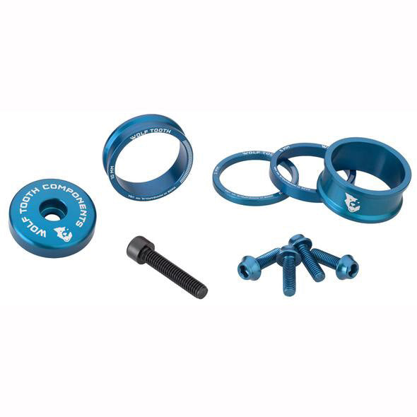 BlingKit: Headset Spacer Kit 3 510 15mm Blue - Bicycle Warehouse