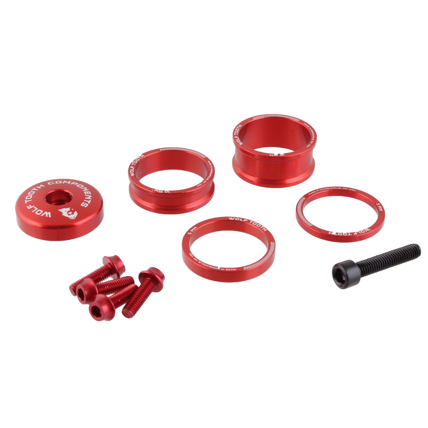 BlingKit: Headset Spacer Kit 3 510 15mm Red - Bicycle Warehouse