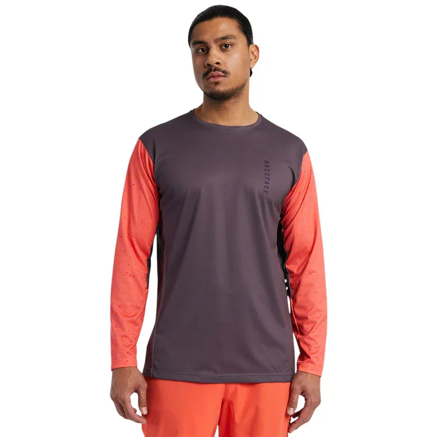 RaceFace Indy Men's Long Sleeve Mountain Bike Jersey - Red - Jerseys - Bicycle Warehouse