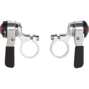 microSHIFT Thumb Shifter Set, 10-Speed Road, Double/Triple, Shimano Compatible, Silver - Shifters - Bicycle Warehouse