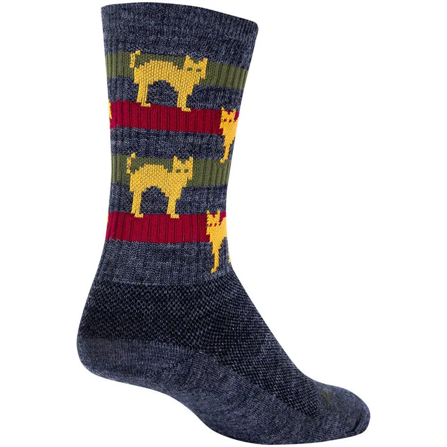 SockGuy Wool Catz Bike Socks - Gray - Socks - Bicycle Warehouse