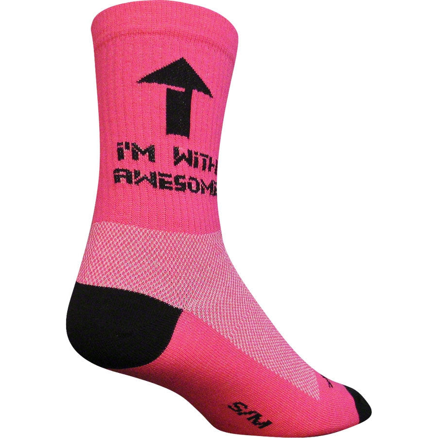 SockGuy Crew I'm With Awesome Bike Socks - Pink - Socks - Bicycle Warehouse
