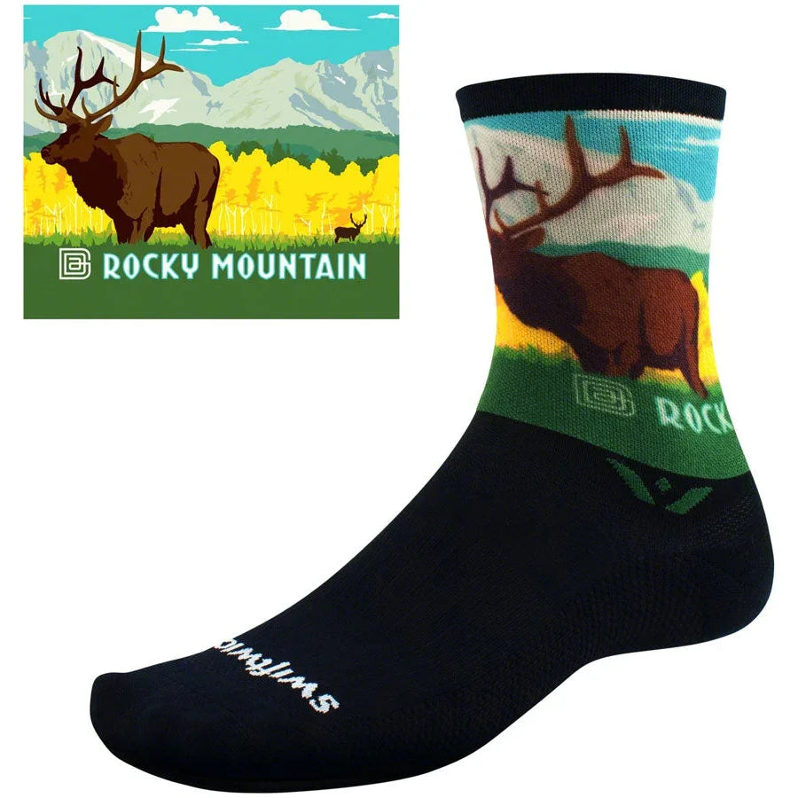 Swiftwick Vision Six Impression National Park Bike Socks - Rocky Mountains - Socks - Bicycle Warehouse