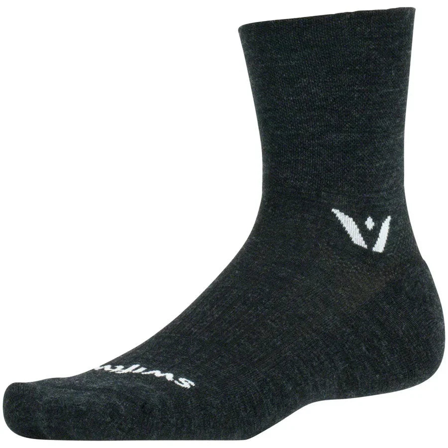 Swiftwick Pursuit Four Wool Bike Socks - Black/White - Socks - Bicycle Warehouse