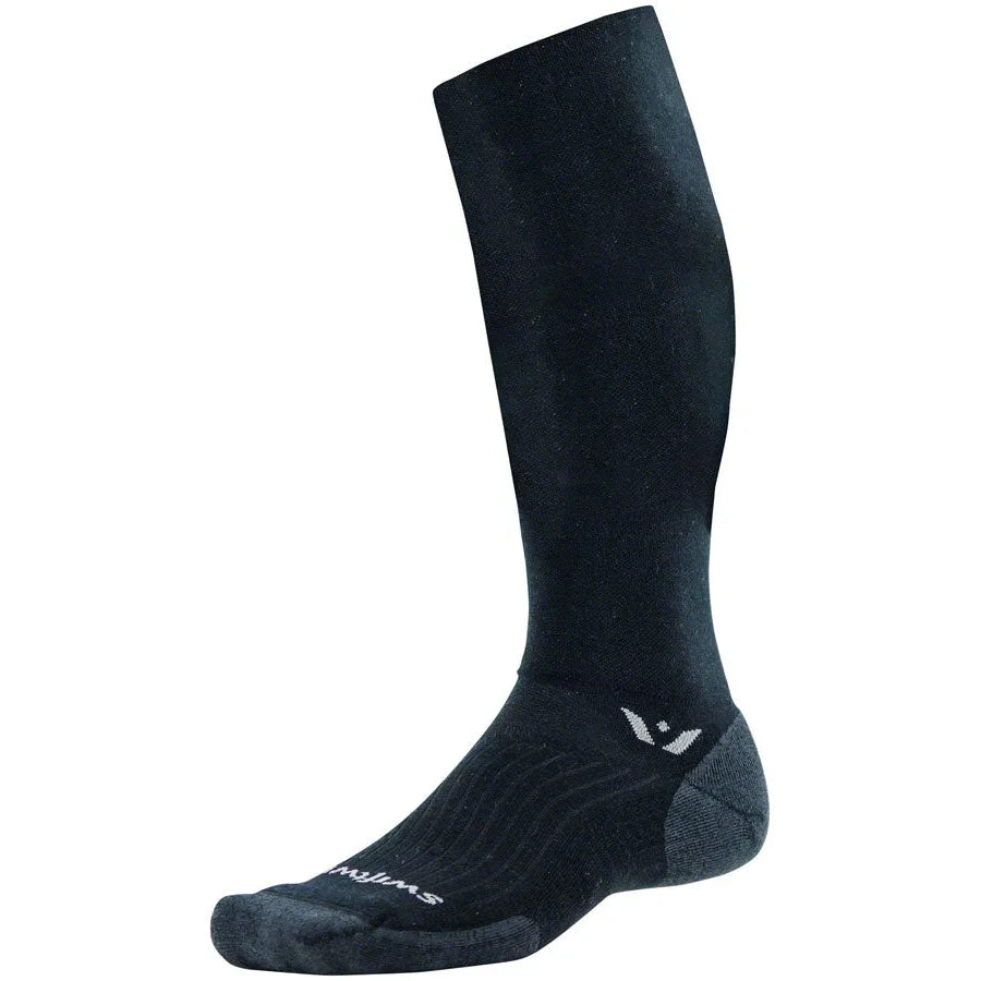 Swiftwick Pursuit Twelve Wool Bike Socks - Black - Socks - Bicycle Warehouse