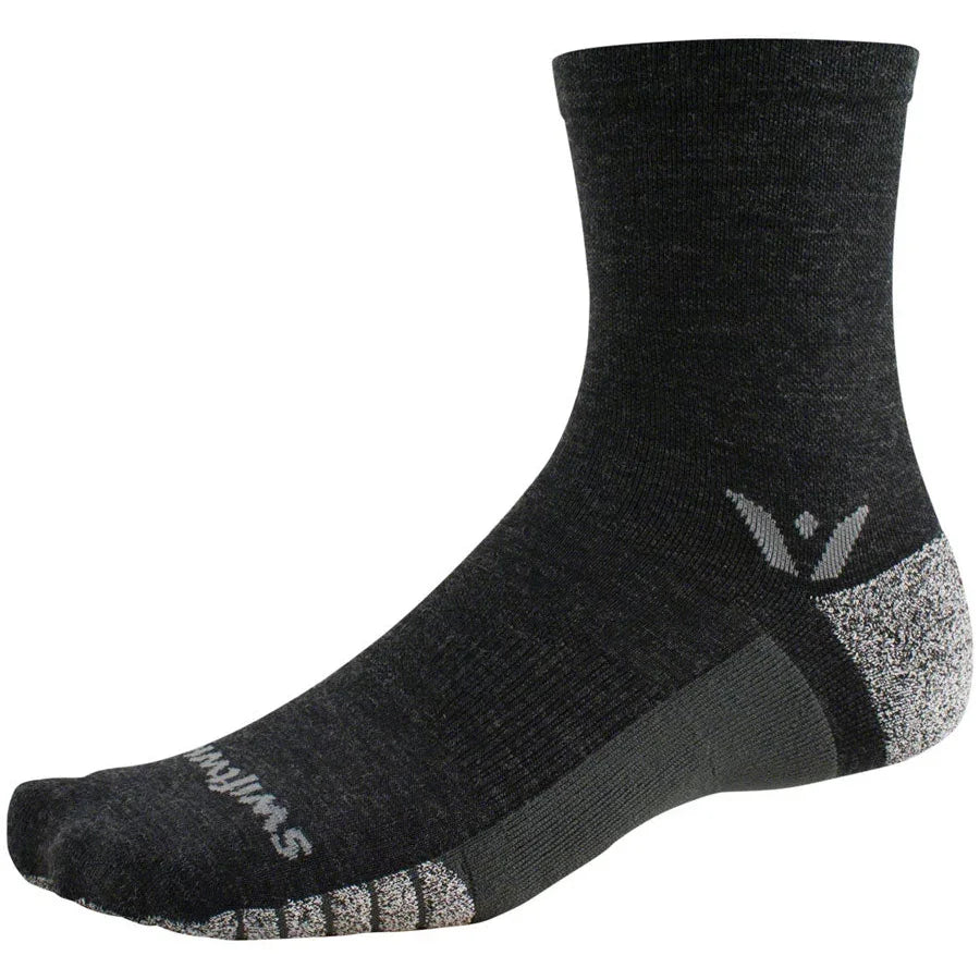 Swiftwick Flite XT Trail Five Bike Socks - Black/Gray - Socks - Bicycle Warehouse