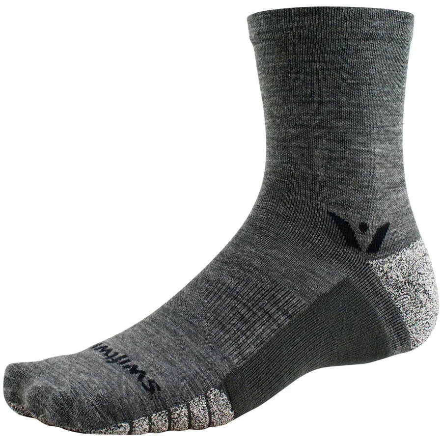 Swiftwick Flite XT Trail Five Bike Socks - Gray/Black - Socks - Bicycle Warehouse