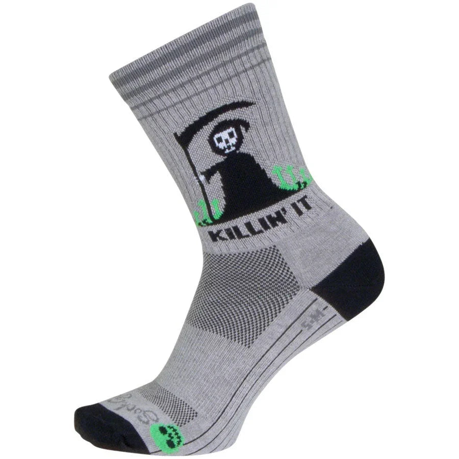 SockGuy Killin' It Crew Bike Socks - Gray - Socks - Bicycle Warehouse