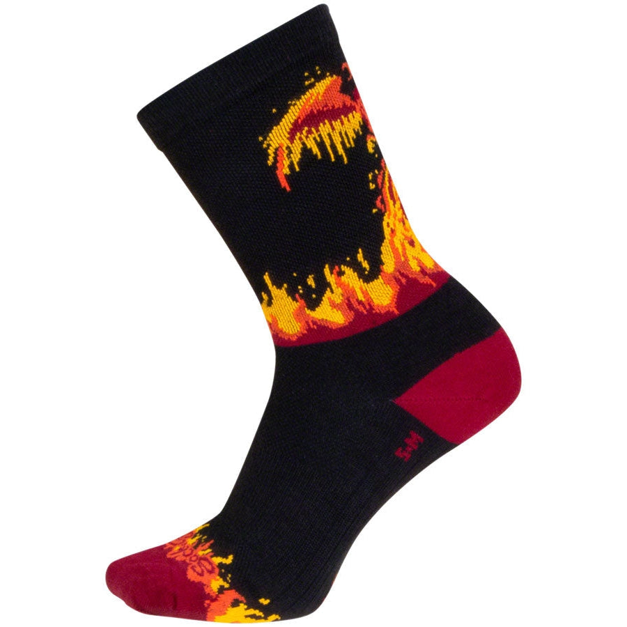 SockGuy Pizza and Beer Crew Bike Socks - Black/Orange - Socks - Bicycle Warehouse