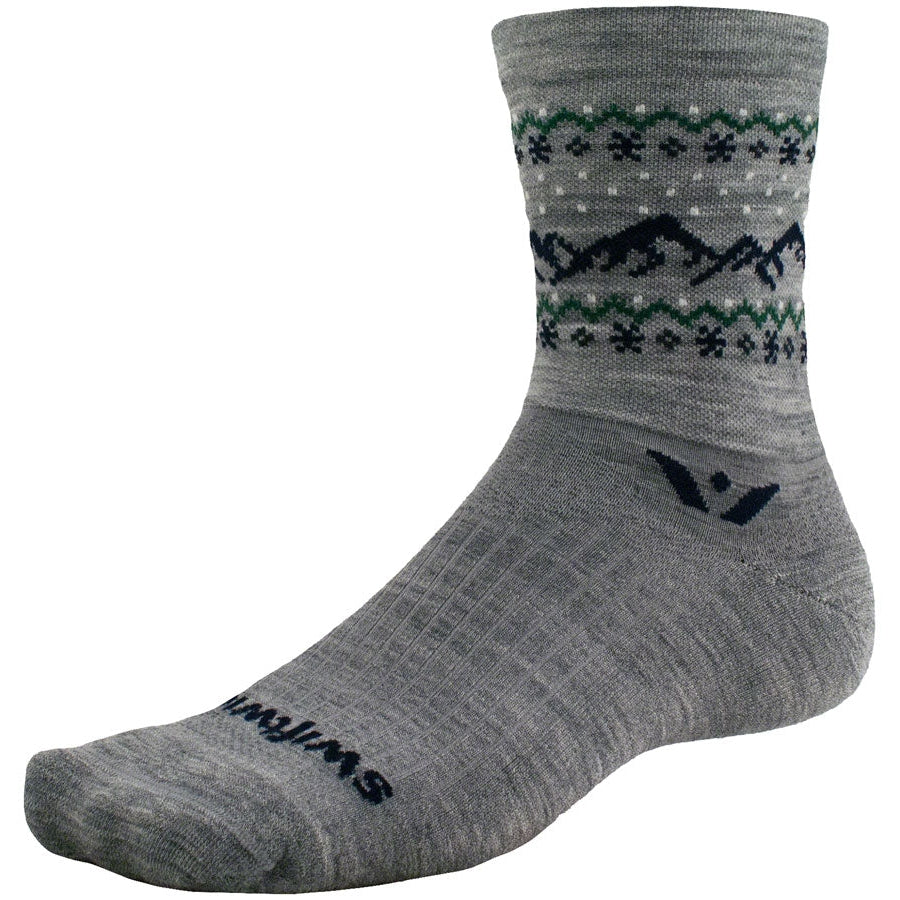 Swiftwick Vision Five Snow Capped Bike Socks - Gray - Socks - Bicycle Warehouse