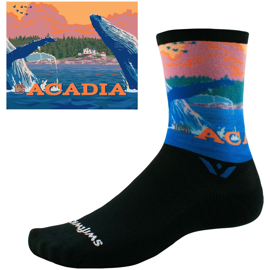 Swiftwick Vision Six Impression National Park Bike Socks - Impression Acadia - Socks - Bicycle Warehouse