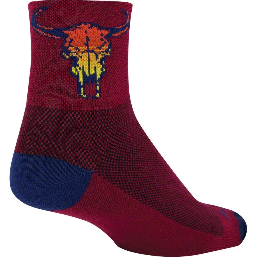 SockGuy Classic Desert Skull Bike Socks - Red - Socks - Bicycle Warehouse