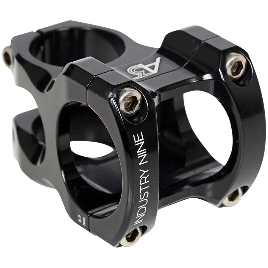 Industry Nine A318 Bike Stem - 31.8mm Clamp, +/-4.4, 1 1/8", Aluminum, Black - Stems - Bicycle Warehouse