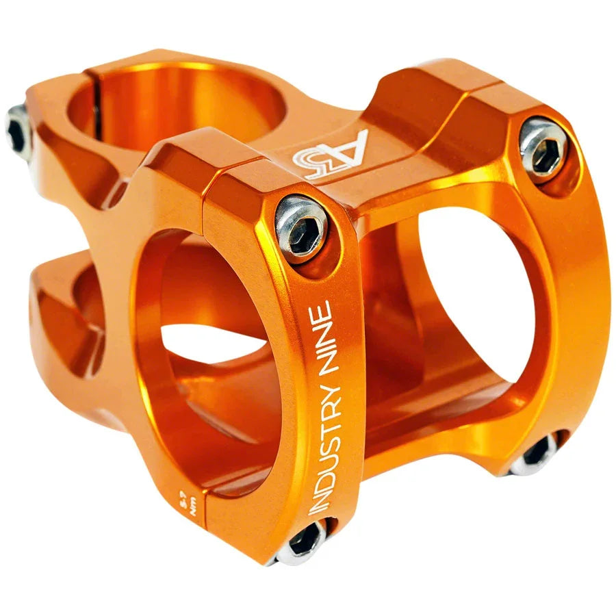 Industry Nine A318 Bike Stem - 31.8mm Clamp, +/-4.4, 1 1/8", Aluminum, Orange - Stems - Bicycle Warehouse